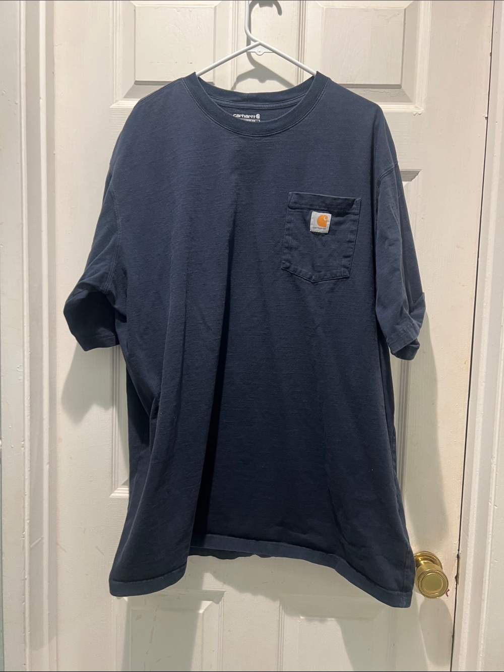 Carhartt Loose Fit Navy Short-Sleeve Pocket Tee with Logo Patch - Picture 1 of 6